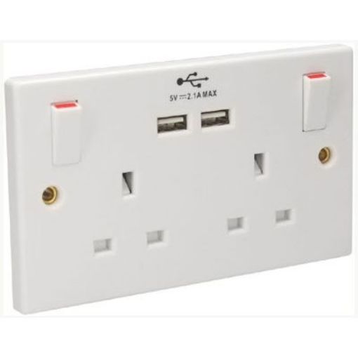 Picture of CED AXMSSK2/USB Twin Switched Socket with USB