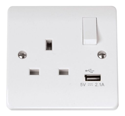 Picture of Click CCA771 Socket 1 Gang Switched and USB 13A White