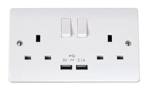 Picture of Click CCA780 Socket 2 Gang Switched and USB 13A White