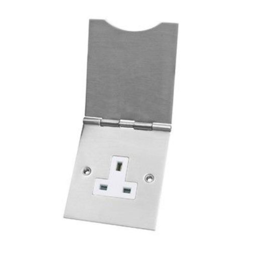Picture of CED 13amp Single Floor Socket Satin Chrome Unswitched To Bs1363 Pt2