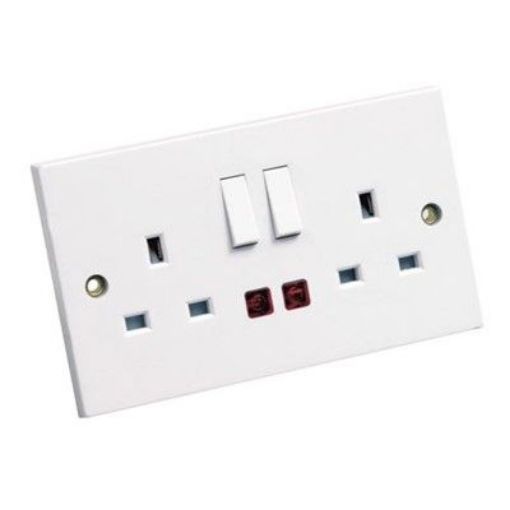 Picture of CED 2 Gang Switched Socket With Neon