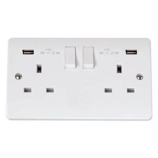 Picture of Click CMA780 Socket 2 Gang Switched and USB 13A White