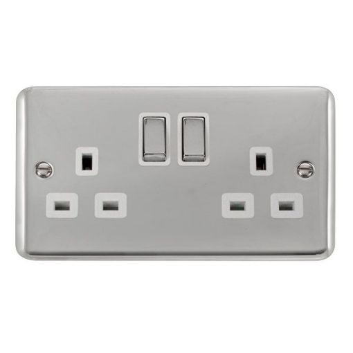 Picture of Click DPCH536WH Socket Double Pole 2 Gang Switched 13A Polished Chrome