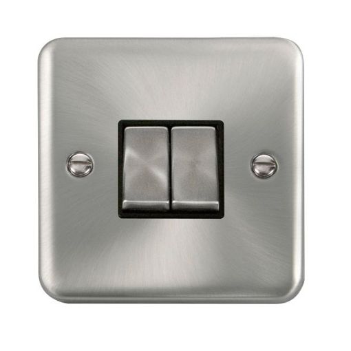 Picture of Click DPSC412BK Plateswitch 2 Gang 2W 10A Satin Chrome