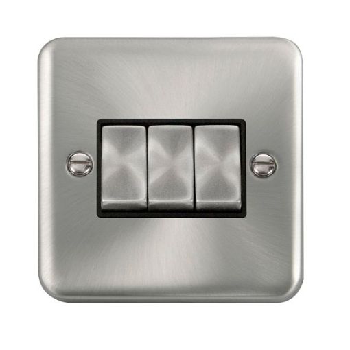 Picture of Click DPSC413BK Plateswitch 3G 2W 10A Satin Chrome