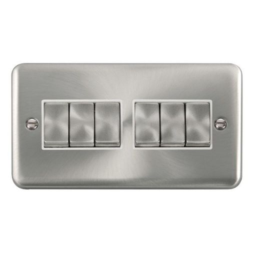 Picture of Click DPSC416WH Plateswitch 6G 2W 10A Satin Chrome