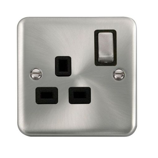 Picture of Click DPSC535BK Socket Double Pole 1 Gang Switched 13A Satin Chrome
