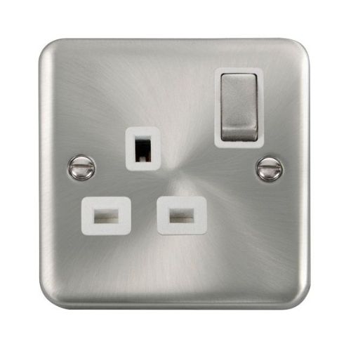 Picture of Click DPSC535WH Socket Double Pole 1 Gang Switched 13A Satin Chrome