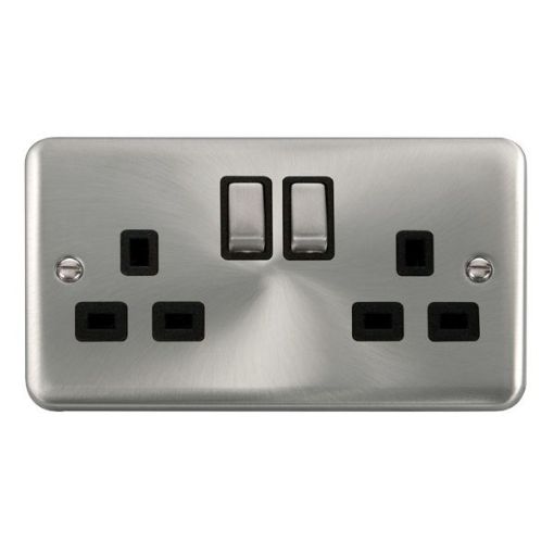 Picture of Click DPSC536BK Socket Double Pole 2 Gang Switched 13A Satin Chrome