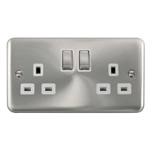 Picture of Click DPSC536WH Socket Double Pole 2 Gang Switched 13A Satin Chrome