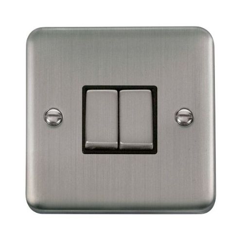 Picture of Click DPSS412BK Plateswitch 2 Gang 2W 10A Stainless Steel