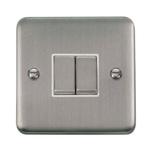 Picture of Click DPSS412WH Plateswitch 2 Gang 2W 10A Stainless Steel