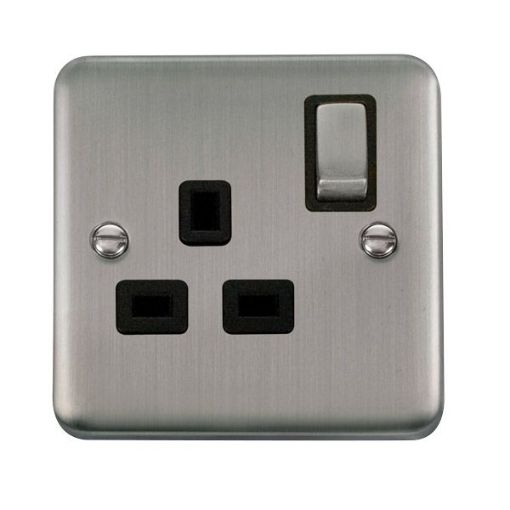 Picture of Click DPSS535BK Socket Double Pole 1 Gang Switched 13A Stainless Steel