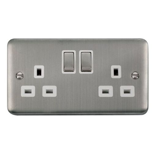 Picture of Click DPSS536WH Socket Double Pole 2 Gang Switched 13A Stainless Steel