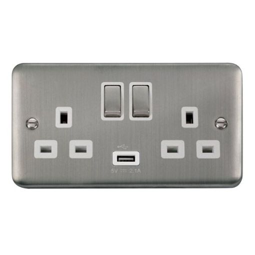 Picture of Click DPSS570WH Socket 2 Gang Switched and USB 13A