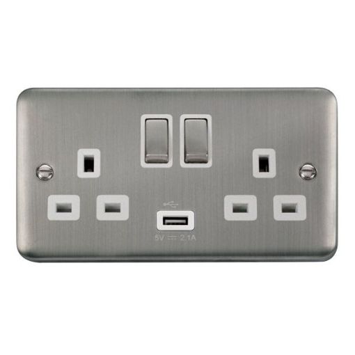 Picture of Click DPSS570WH Socket 2 Gang Switched and USB 13A