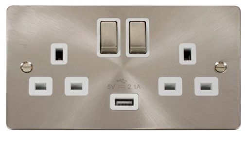 Picture of Click FPBS570WH Socket 2 Gang Switched and USB 13A