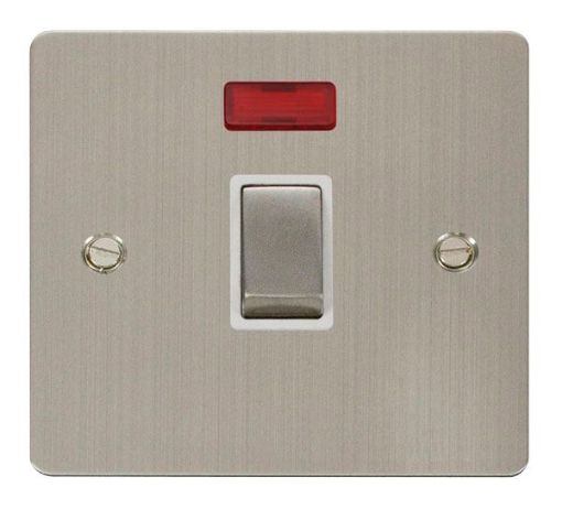 Picture of Click FPSS723WH Switch Double Pole Neon 20A Stainless Steel