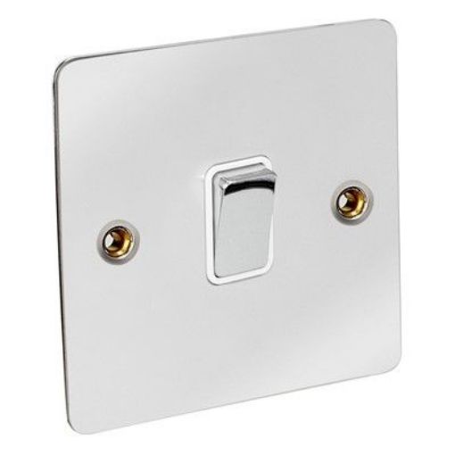 Picture of CED 10amp 1 Gang 2 Way Switch Chrome White Inserts