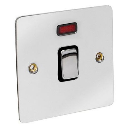 Picture of CED 20amp Double Pole Switches with Neon Chrome Black Inserts