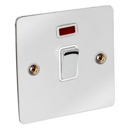 Picture of CED 20amp Double Pole Switches with Neon Chrome White Inserts
