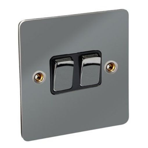 Picture of CED 10amp 2 Gang 2 Way Switch Black Nickel Black Inserts