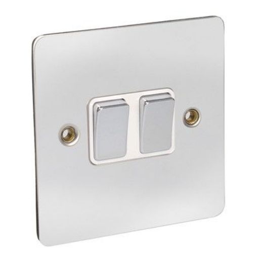 Picture of CED 10amp 2 Gang 2 Way Switch Chrome White Inserts
