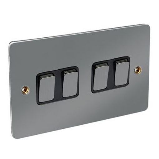 Picture of CED 10amp 4 Gang 2 Way Switch Black Nickel Black Inserts