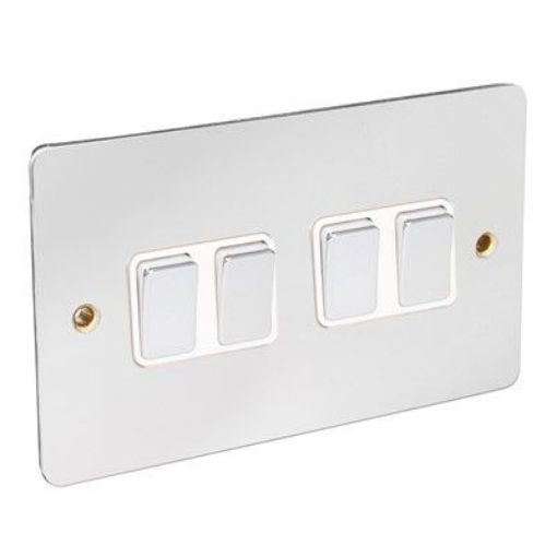 Picture of CED 10amp 4 Gang 2 Way Switch Chrome White Inserts