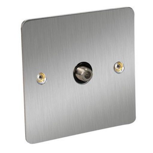 Picture of CED Satellite 1gang Outlet Satin Chrome Black Inserts