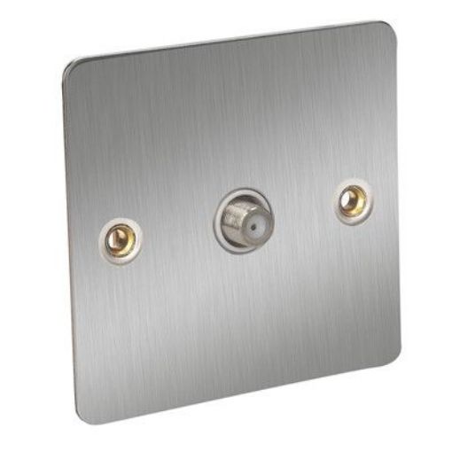 Picture of CED Satellite 1gang Outlet Satin Chrome White Inserts