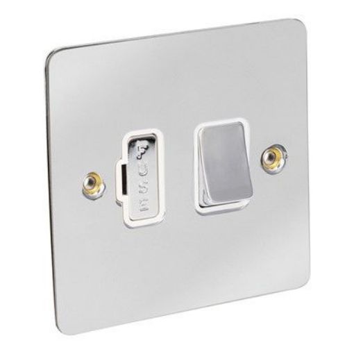 Picture of CED 13amp Fused Connection Unit Chrome White Inserts
