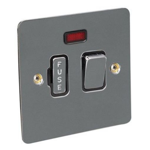 Picture of CED 13amp Fused Connection Unit Switch with Neon Black Nickel Black Inserts