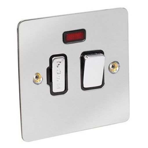 Picture of CED 13amp Fused Connection Unit Switch with Neon Chrome Black Inserts