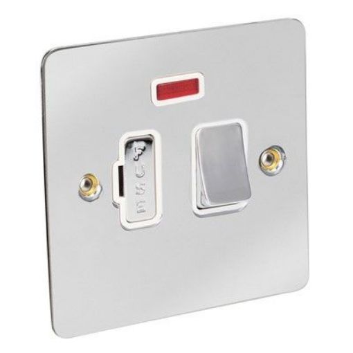 Picture of CED 13amp Fused Connection Unit Switch with Neon Chrome White Inserts