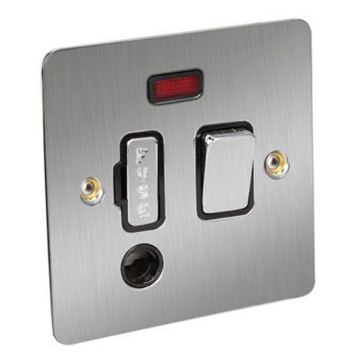 Picture of CED 13amp Flex Outlet Switched with Neon Satin Chrome Black Inserts