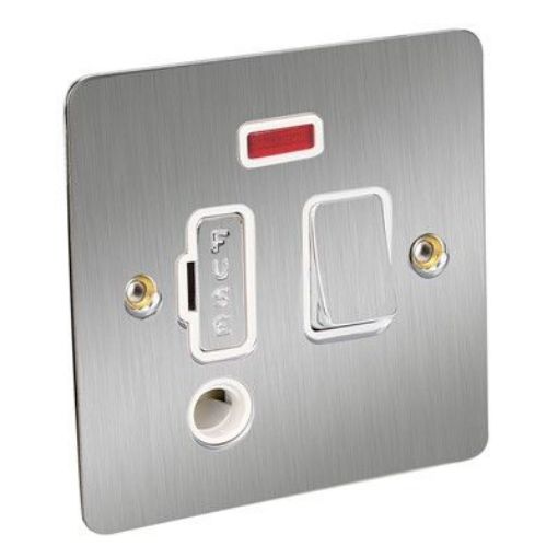 Picture of CED 13amp Flex Outlet Switched with Neon Satin Chrome White Inserts