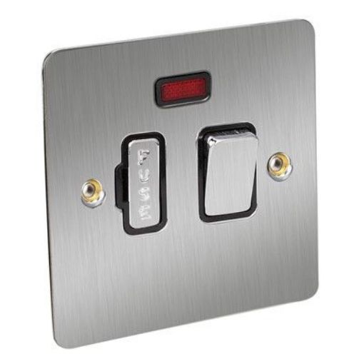 Picture of CED 13amp Fused Connection Unit Switch with Neon Satin Chrome Black Inserts