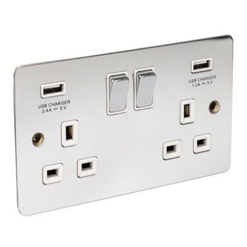 Picture of CED 13a Switched Socket Twin USB Chrome