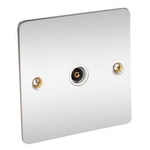 Picture of CED 1 Gang TV Socket Chrome White Inserts