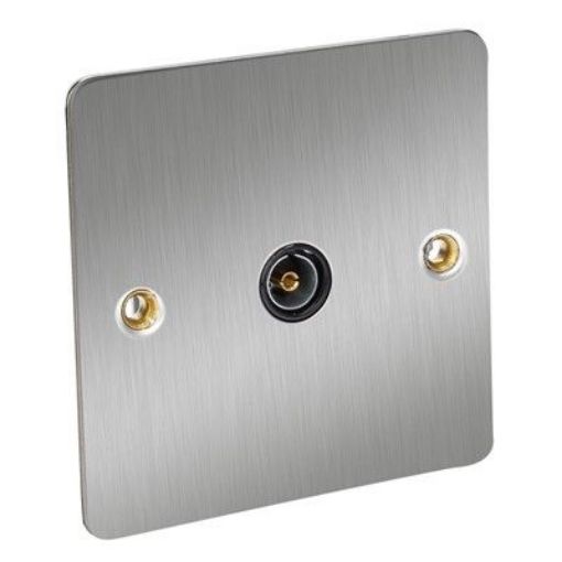 Picture of CED 1 Gang TV Socket Satin Chrome Black Inserts
