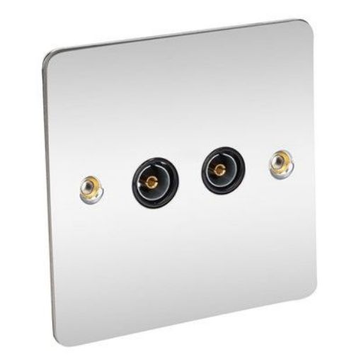 Picture of CED 2 Gang TV Socket Chrome Black Inserts