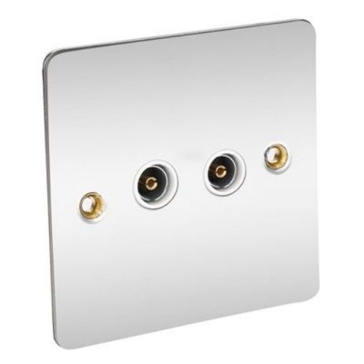 Picture of CED 2 Gang TV Socket Chrome White Inserts