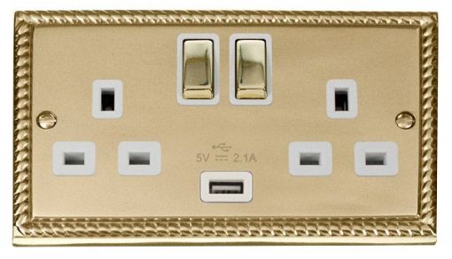 Picture of Click GCBR570WH Socket 2 Gang Switched and USB 13A