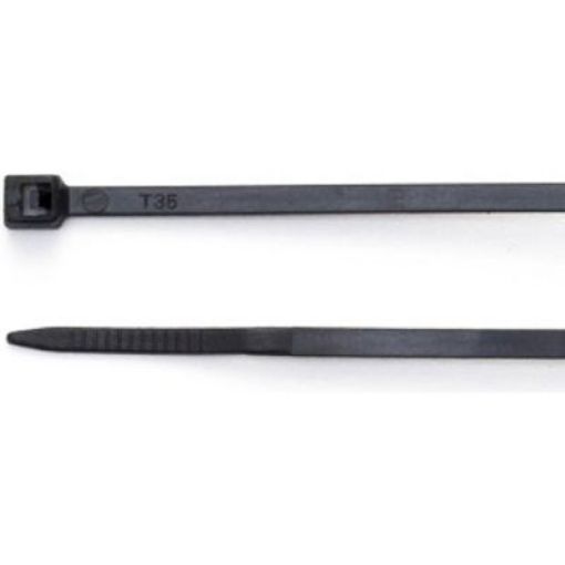 Picture of 0.6 x 200mm Black Cable Ties - Durable and Reusable