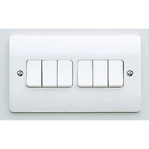 Picture of MK K4879WHI Switch 6 Gang 2 Way SP 10A
