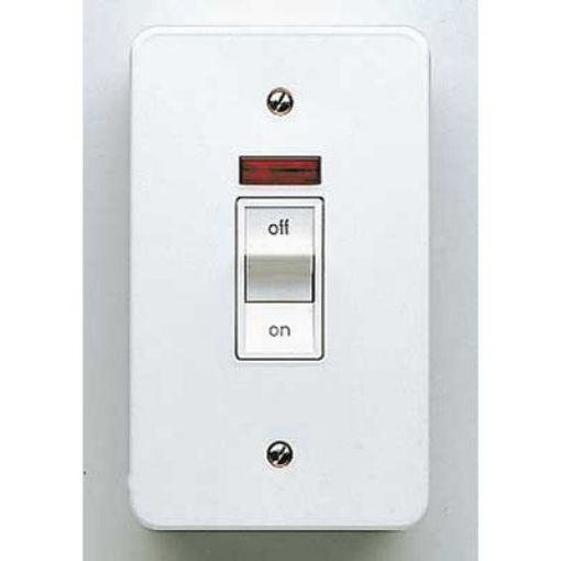 Picture of MK K5230WHI Switch Double Pole Neon 45A Surface