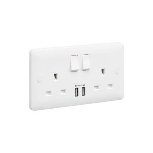 Picture of MK MB24344WHI 2G Double Pole Switched Socket and USB 13A
