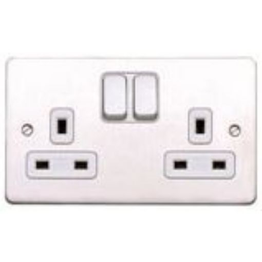 Picture of Socket 2 Gang Switched Double Pole Dual Earth White Inserts