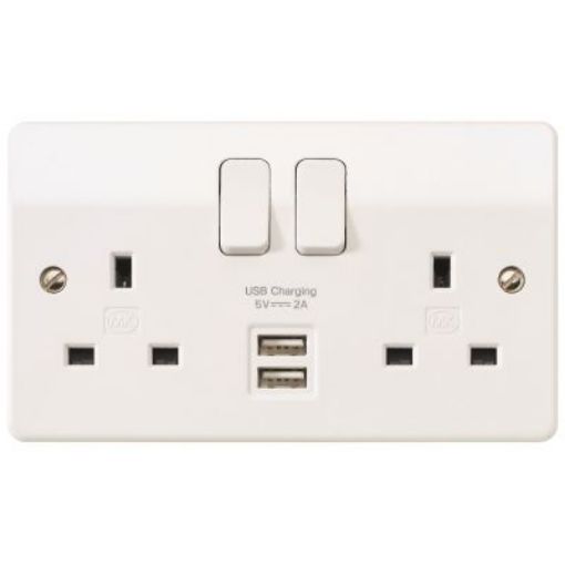 Picture of Socket 2 Gang Switched Double Pole with 2 Port USB Charger